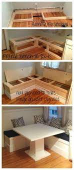 Mooi Gemaakte Keukenhoek Kan Afgewerkt Worden Met Woca Floor Paint Wit Breakfast Nook With Storage Diy Breakfast Nook Home Diy