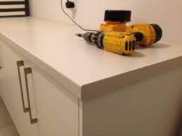 how to fit kitchen worktops, cutting to