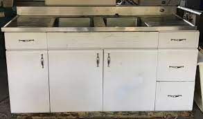 metal cabinets & stainless dbl. sink