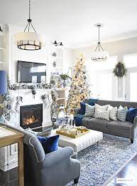 Blue And White Christmas Living Room Citrineliving Gold Living Room Decor Blue And Gold Living Room Silver Living Room