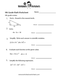 9th Grade Math Review Worksheet Algebra Worksheets Math Review Worksheets 9th Grade Math