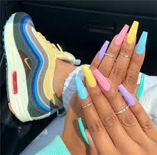 The big summer nail colors are always bright or neon hues of colors like pink, yellow, red, the color i have them for all sorts of nails, shapes, and design! 50 Acrylic Coffin Nails Designs In Summer Nail Art Connect Coffinnails Acrylicnails Best Acrylic Nails Coffin Nails Designs Rainbow Nails