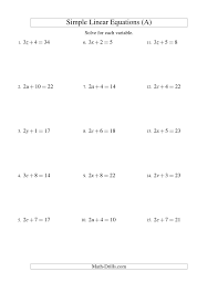 The Solving Linear Equations Form Ax B C A Math Worksheet From The Algebra Wor Solving Linear Equations Algebra Equations Worksheets Algebra Equations