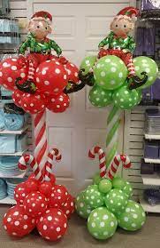 Balloon Elf Columns Accented With Balloon Candy Canes 618 651 1505 Christmas Balloon Decorations Christmas Balloons Holiday Balloons