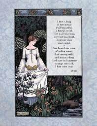 Keats Victorian Art Poetry Print La Belle Dame Poem Magical 19th Century Illustration Victorian Poetry John Keats Poems Keats Poems