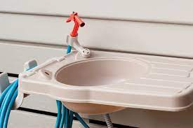maze outdoor sink, bench and hose hook