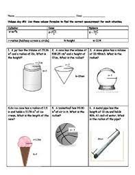 After Students Learn Volume Of Cylinder Cone And Sphere And Practice By Filling In The Height Radius Etc To Fi Volume Worksheets Volume Math Math Measurement