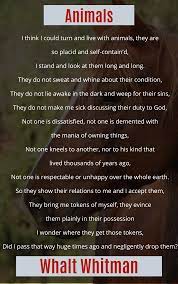 Animals Poem By Walt Whitman Animal Poems Whitman Poems Poems