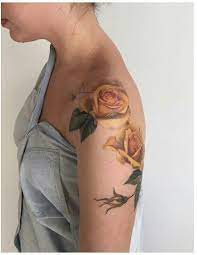 Realistic Yellow Rose Tattoo Yellow Rose Tattoos Yellow Tattoo Rose Shoulder Tattoo