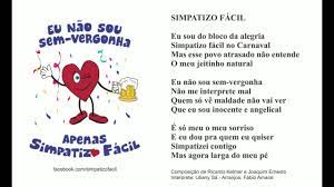Guiainfantil brasil nos trae as letras das 10 músicas mais tradicionais e populares do carnaval do brasil. Simpatizo Facil Marchinha Do Bloco Com Letra Youtube