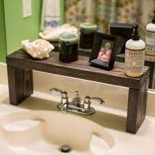 rustic wood shelf bathroom sink shelf