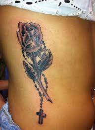 My First Tattoo Rosary Wrapped Around A Single Rose Tattoos Ankle Bracelet Tattoo Tattoo Designs