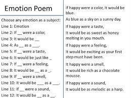 What Is The Format For An Emotion Poem Sensory Words Poetry For Kids Emotions