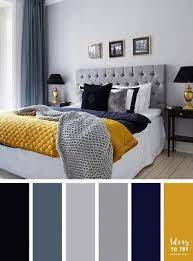 15 Best Color Schemes For Your Bedroom Grey Navy Blue And Mustard Color Inspiration Yellow An Living Room Color Schemes Home Decor Bedroom Blue Bedroom Decor