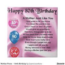 Mother Poem 80th Birthday Tile Zazzle Co Uk Happy Birthday Cousin Happy Birthday For Her Happy Birthday Niece