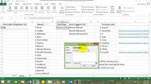 Create Searchable Dropdown List In Excel Excel Microsoft Excel Formulas Excel Tutorials