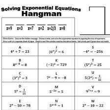Exponential Equations Hangman Use Exponent Laws To Solve Exponential Equations Equations Exponential Exponent Laws