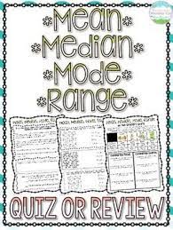 A Free Four Page Quiz Or Review On Mean Median Mode And Range I Have Included A Range Of Questions Mean Median And Mode Middle School Math Math Curriculum
