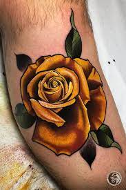 Yellow Rose Tattoo For Men By Jeff Saunders United States Rose Tattoos For Men Yellow Rose Tattoos Different Styles Of Tattoos
