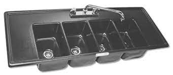 four compartment drop in sink with