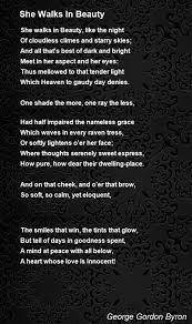 She Walks In Beauty Poem By George Gordon Byron Poem Hunter She Walks In Beauty Poems Poems Beautiful