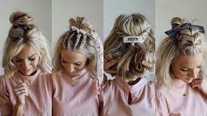 Prom hairstyles for short hair half up half down. 4 Half Up Styles For Short Hair W Hair Accessories Youtube