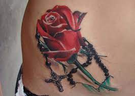 Rose With Rosary Tattoo More Information On Rose And Rosary Best Tattoos For Women Rose Tattoo Design Red Rose Tattoo