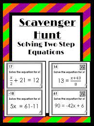 Two Step Equations Scavenger Hunt Qr Codes Optional Two Step Equations Equations School Algebra