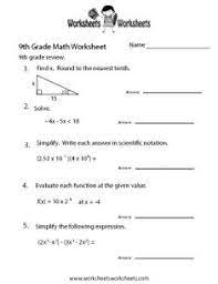 9th Grade Math Review Worksheet Algebra Worksheets Math Review Worksheets 9th Grade Math