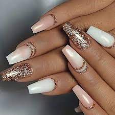 I also love how gold nails can look both feminine and edgy at the same time. White Pink And Gold Nails Idea Rose Gold Nails Gorgeous Nails Nail Designs