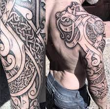 Nordic Dragons And Wolves Celtic Sleeve Tattoos Viking Tattoo Sleeve Knot Tattoo