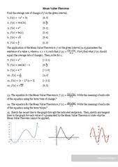 Mean Value Theorem Worksheet Calculus By Rebecka Peterson Teachers Pay Teachers Calculus Theorems Worksheets