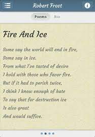 Fire And Ice Robert Frost Classic Poems Poems Classic Love Quotes
