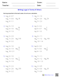 Algebra 2 Worksheets Exponential And Logarithmic Functions Worksheets Algebra 2 Worksheets Writing Linear Equations Writing Logs