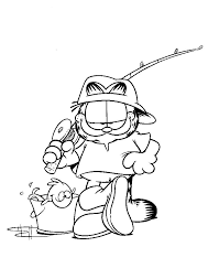 Desenho De Garfield Pescador Para Colorir Tudodesenhos