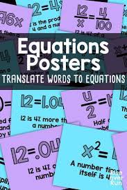 Writing Equations For Word Problems Reference Posters Writing Equations Math Classroom Signs Math Posters High School