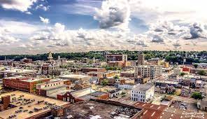 Head In The Clouds In Downtown Dubuque Aerial Photo Taken With Drone Of Downtown Dubuque Ia Please Click Aerial Photo Aerial Photography Aerial Photograph