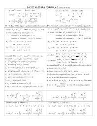 Formulas Basic Algebra Formulas Algebra Formulas Basic Algebra Algebra