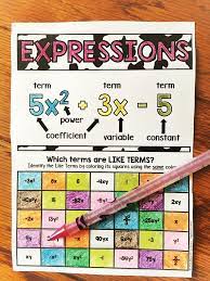 Combining Like Terms Student Notes And Practice Like Terms Combining Like Terms Math Expressions