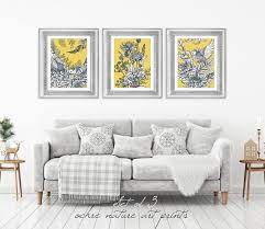 Set Of 3 Mustard Yellow Decor Yellow Wall Art Yellow Grey Wall Art You Can Also Find These Prints Availa Grey Wall Art Yellow Wall Art Mustard Yellow Decor