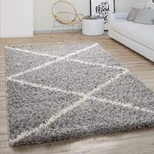 Ganze menge farben und mustern zur auswahl. Hochflor Teppich Wohnzimmer Shaggy Skandinavisches Rauten Muster Modern In Grau Kaufen Bei Diva Teppich Center