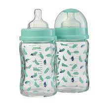 Biberon En Verre Bleu Col Large Tex Baby Biberon Verre Biberon Biberons