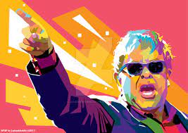 Elton John In Wedha S Pop Art Portrait Wpap By Adamkhabibi Pop Art Portraits Pop Art Celebrity Art Portraits
