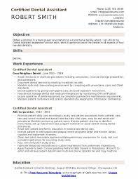Certified Dental Assistant Resume Samples Qwikresume