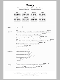 Crazy Sheet Music Gnarls Barkley Piano Chords Lyrics Capo on 3rd fret (for the key of the recording). crazy sheet music gnarls barkley piano chords lyrics