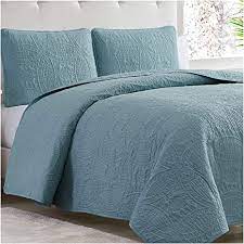 Bedspreads to add warmth to your bedroom. Amazon Com Mellanni Bedspread Coverlet Set Spa Blue Comforter Bedding Cover Oversized 3 Piece Quilt Set Full Queen Spa Blue Home Kitchen