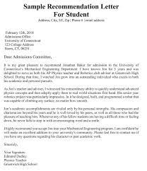 Academic Recommendation Letter 20 Sample Letters Templates