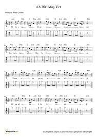 Ah Bir Atas Ver Gitar Nota Tab Gitaregitim Net Ucretsiz Notalar Notalara Dokulmus Muzik Flut