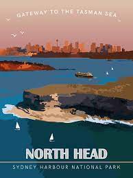 North Head Manly Sydney Harbour Australia Vintage Travel Poster Diy Printable Pdf Jpeg Download Travel Posters Posters Australia Vintage Travel