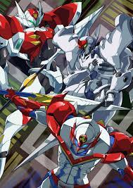 Safebooru Blue Eyes D Boy Detonator Orgun Gamiani Zero Glowing Glowing Eyes Green Eyes Hand On Own Chest Highres Holding La Light In The Dark Anime Robot Art